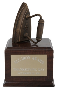 2001 Mike Anderson Signed/Inscribed All-Iron Award, Awarded by CBS Network on Thanksgiving Day (Anderson LOA)